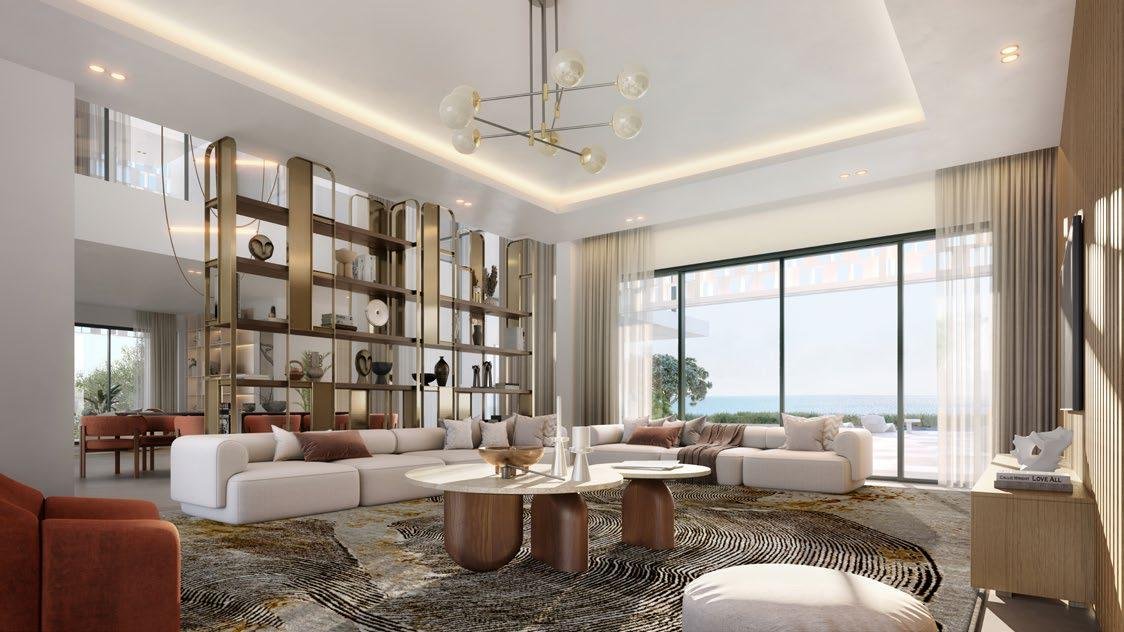 Nawayef East Hills infinity pool and outdoor lounge area with Gulf views – a top-tier Hudayriyat Island villa in Abu Dhabi luxury real estate