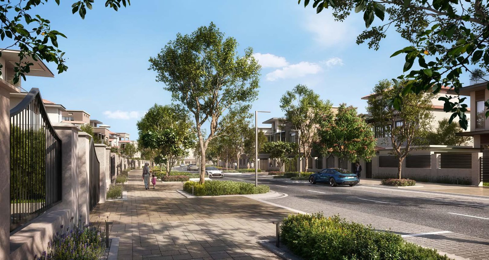 Aerial view of Wadeem community on Hudayriyat Island, Abu Dhabi, surrounded by greenery and coastal landscapes