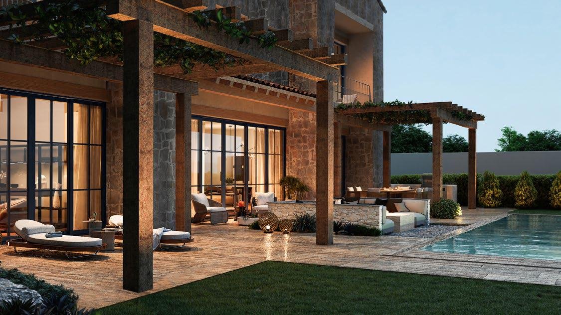 Elegant interior of Nawayef East Hills with open-plan layout, floor-to-ceiling windows, and minimalist styling – premium property in Abu Dhabi new villas segment